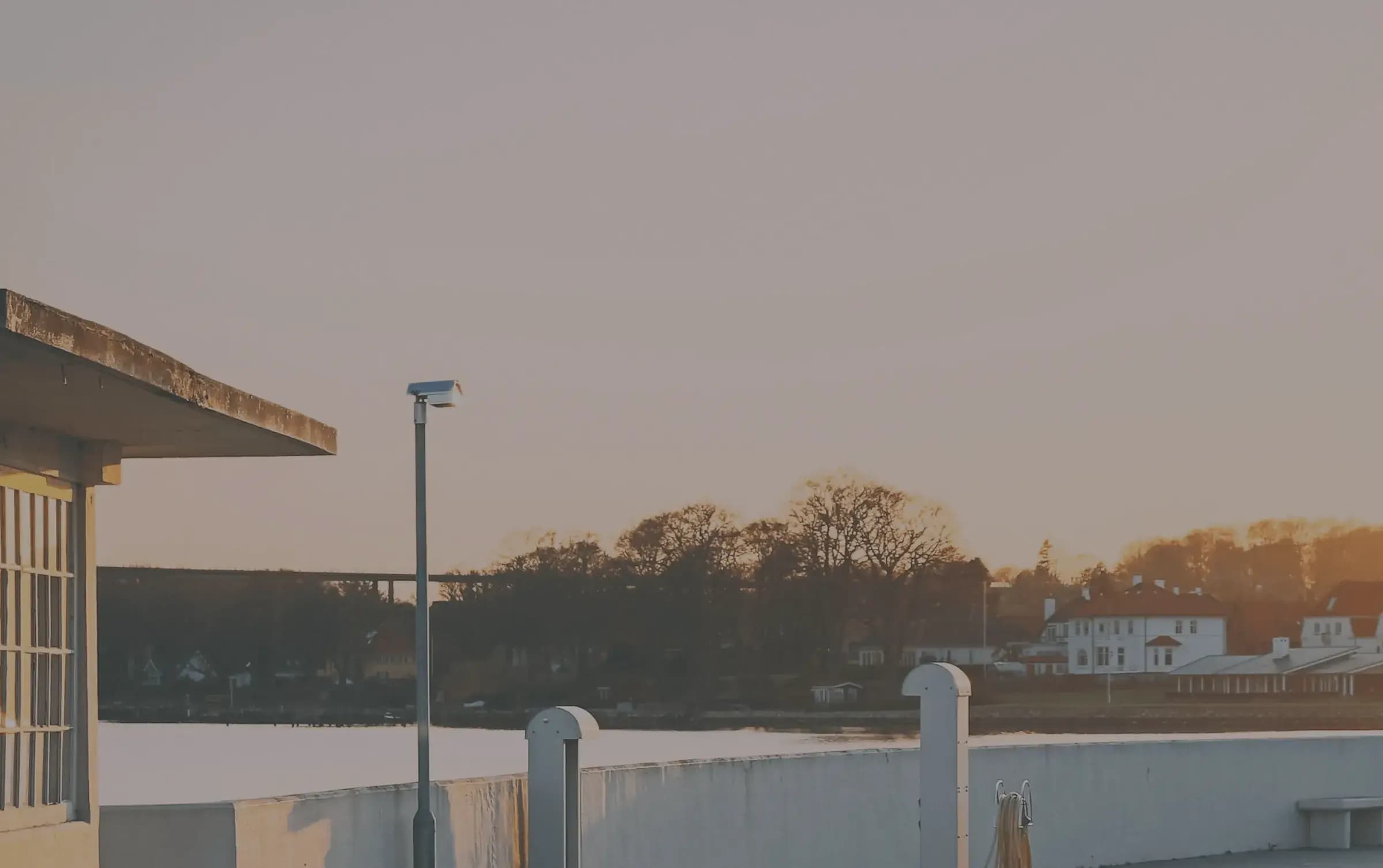 Danish coastal town at sunset